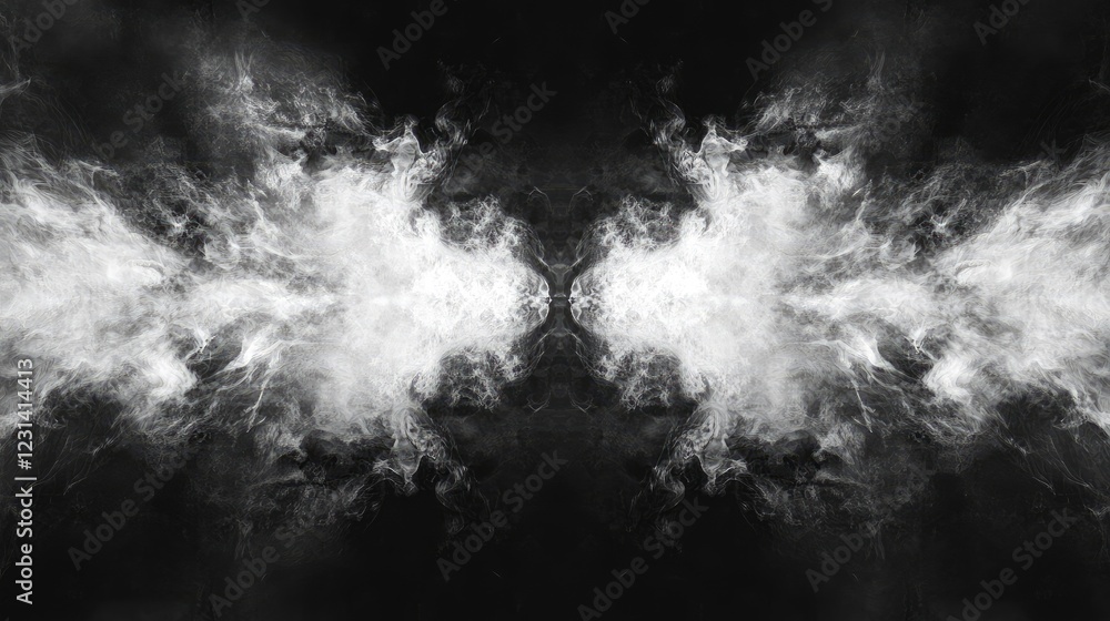 Poster Dramatic smoke or fog exploding outwards from the center of the frame, creating a spooky and eerie effect for Halloween backgrounds or wallpapers