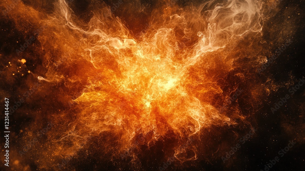 Aufkleber Dramatic smoke or fog exploding outwards from the center of the frame, creating a spooky and eerie effect for Halloween backgrounds or wallpapers