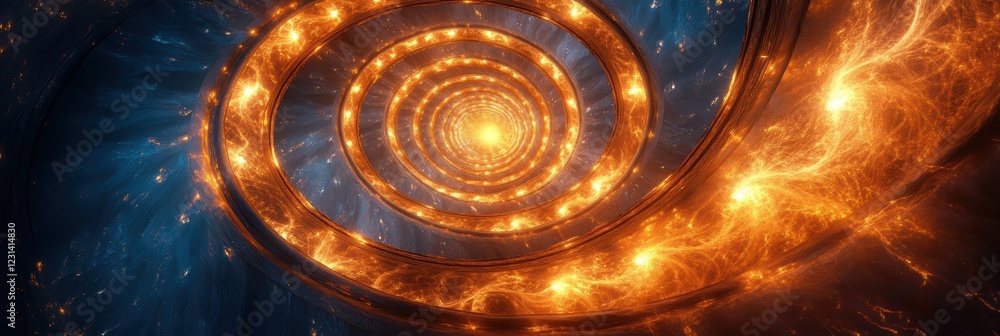 Poster a glowing spiral staircase, with light radiating from each step, creating a surreal and enchanting a