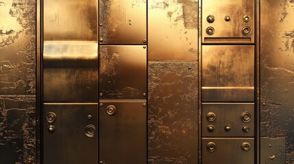Deep golden metallic panels forming a futuristic abstract background.