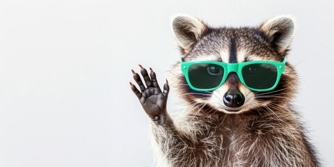Stylish Raccoon Wearing Sunglasses and Posing for the Camera