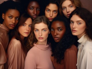 Fototapeta premium Diversity ethnicity woman in poster style shot