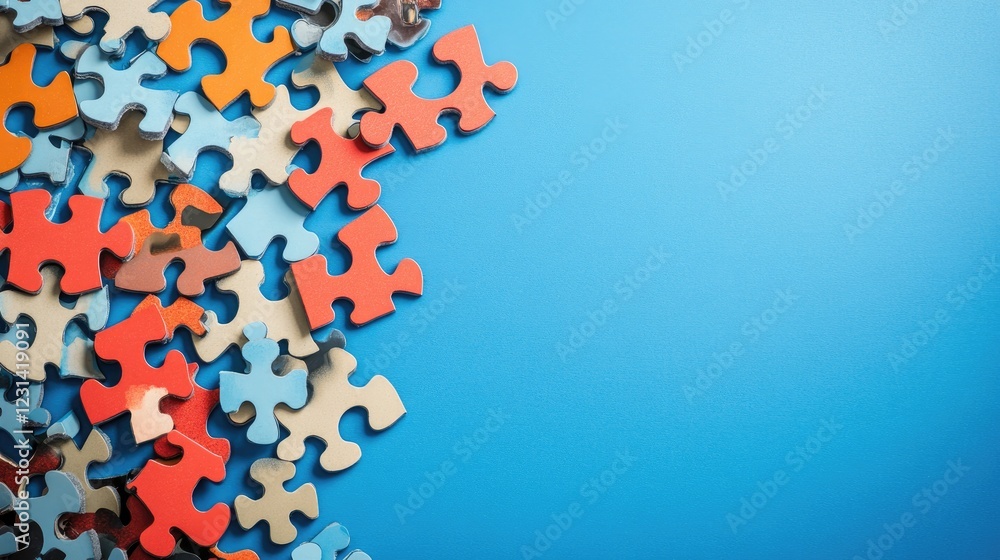 Poster Puzzle texture design with questions and answers on a blue background, creating a fun and vibrant visual ideal for learning, education, and communication topics