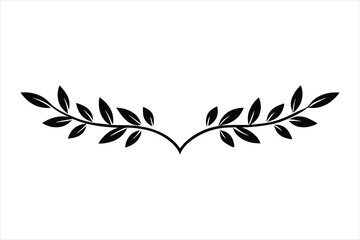 Leafy Vine Divider Silhouette Icon Vector Illustration, Leafy Vine Divider Silhouette Icon