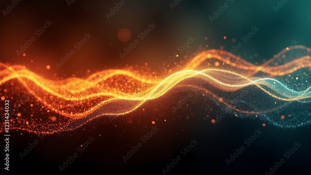 Poster abstract orange background with glowing lines. generative ai.