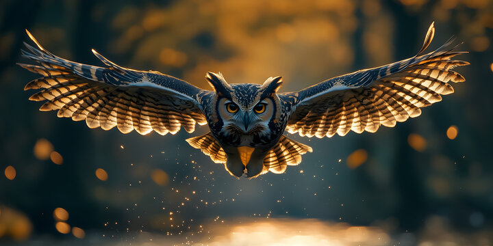 great horned owl in flight