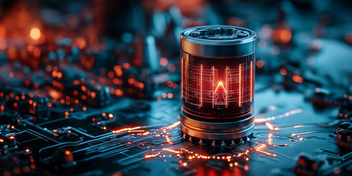 Innovative nanotechnology energy storage solutions futuristic laboratory science technology ai and materials science