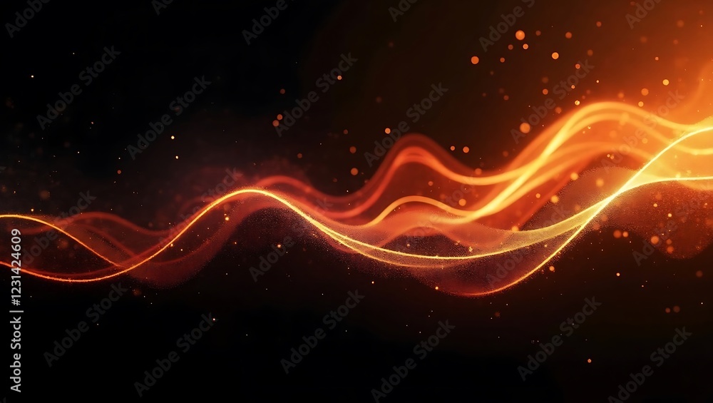 Poster abstract orange background with glowing lines. generative ai.