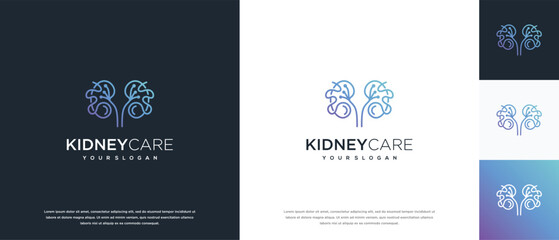 Fototapeta premium Kidney logo design. Kidney internal organ logo design vector icon