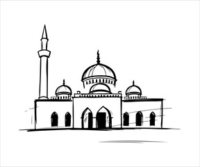 Mosque icon vector illustration on white background. Vector illustration of mosque.