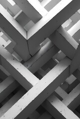 Abstract composition of geometric shapes creating the illusion of movement, in black and white