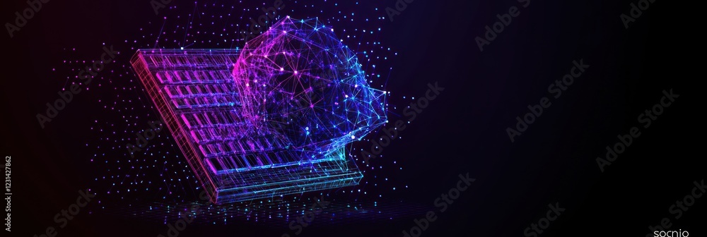 Poster abstract digital data globe on a grid.
