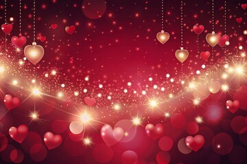 christmas background with lights Rendering Heart 3D for Valentine's Day love background.