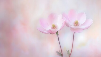 Two delicate pink flowers with soft, blurred background.
