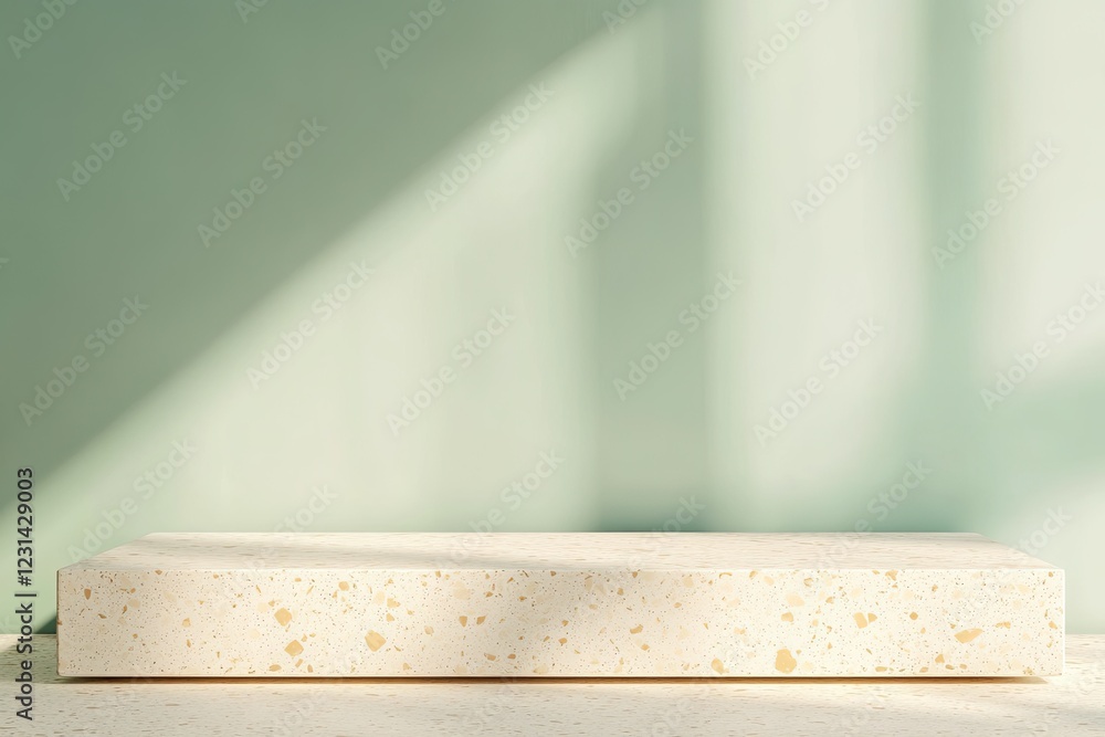 Poster minimalist display showcases smooth surface with soft shadows an