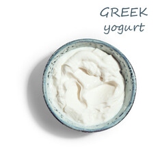 Bowl of greek yogurt isolated