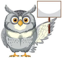 Wise Owl Holding a Blank Sign