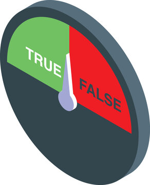 True false meter indicating a check result, representing fact checking, fake news detection, or lie detector tests