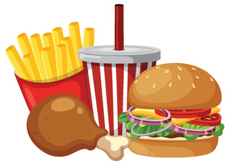 Classic Fast Food Meal Illustration