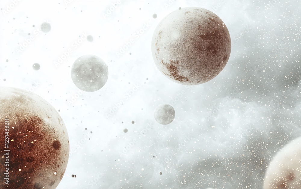 Poster Celestial bodies float in a hazy, ethereal space.