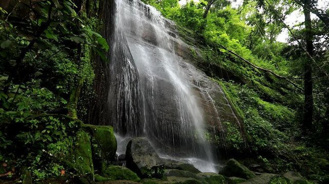Natural waterfall footage in tropical forest