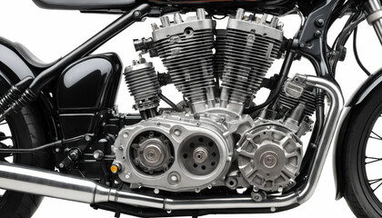 Obraz premium View of large capacity vintage motorcycle engine. 