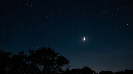 dark night with small moon & star lighting in sky