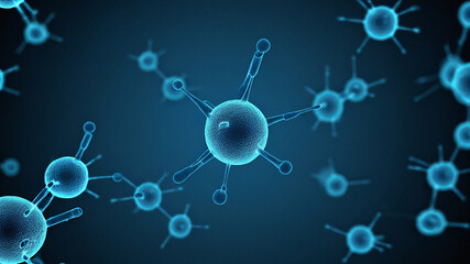 Obraz premium Pharmaceutical companies, molecular structures, elemental cycles, viruses, microscopes, human neurons, microorganisms, microcosm, cells, bacteria, pharmaceutical companies, laboratories, research inst