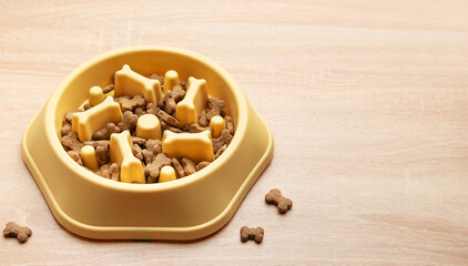 Slow feeder dog bowl preventing gulping and improving digestion