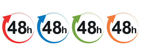 48 hours icons vectors, forty eight hours icons in vectors isolated on white background.