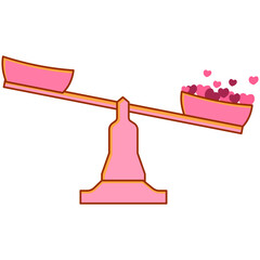 Pink Balance Scale with Hearts Illustration