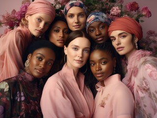 Fototapeta premium Diversity ethnicity woman in poster style shot