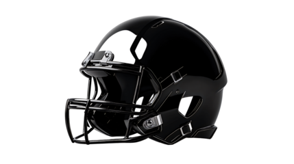 Black Football Helmet, Studio Shot, Sports Equipment, Game Day isolated on transparent or white background. Generative ai