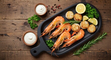 Grilled Shrimp and Scallops Recipe with Lemon and Herbs