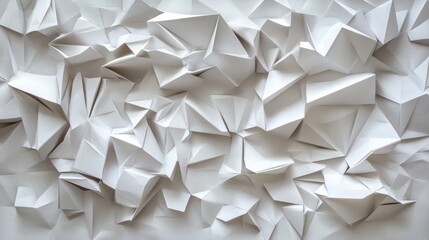 Abstract white paper texture with crumpled folds and shadows