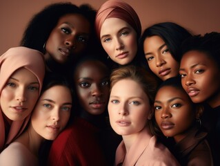 Obraz premium Diversity ethnicity woman in poster style shot