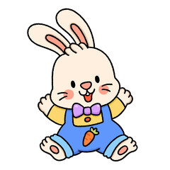 Easter eggs celebration , Cute bunny rabbits with Easter eggs . Easter day