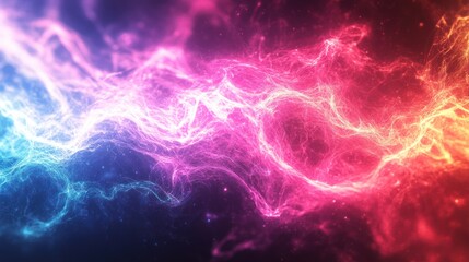 Fototapeta premium Abstract Cosmic Nebula: Pink and Blue Energy Waves