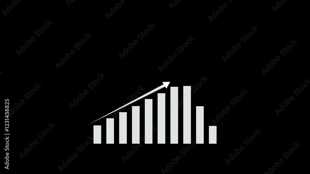 Aufkleber digital income growth chart graph made in technological style on hi-tech background..business growth