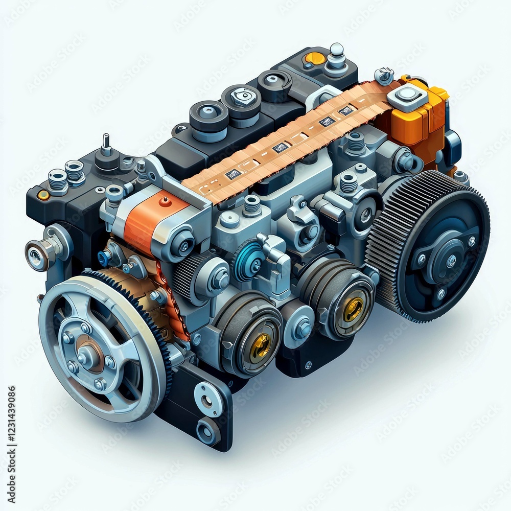 Poster intricate engine mechanism: a detailed look at the complex engineering and design of a powerful mach