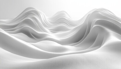 Minimalist 3D White Wave Wall Background with Soft Natural Lighting and Smooth Textures