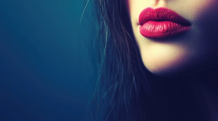 Fototapeta premium A soft-focus beauty concept highlighting ombr lips with a blurred just-kissed effect