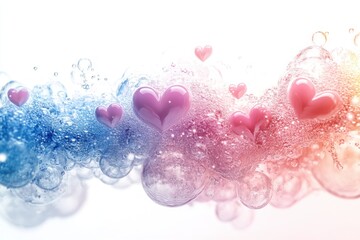 Fototapeta premium Abstract Bubbles with Heart Motif in Blue and Pink for Social Media Engagement and Marketing