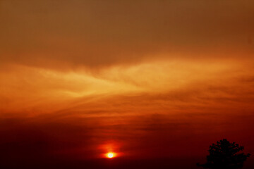 A suburban sunset in summer, bright and warm to enjoy.