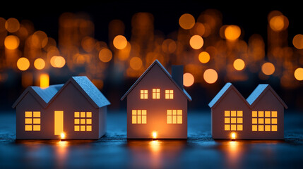 Urban planners design sustainable city models with eco-friendly green spaces and community gardens integrating lush vegetation around energy-efficient homes for a sustainable future minimalistic brigh