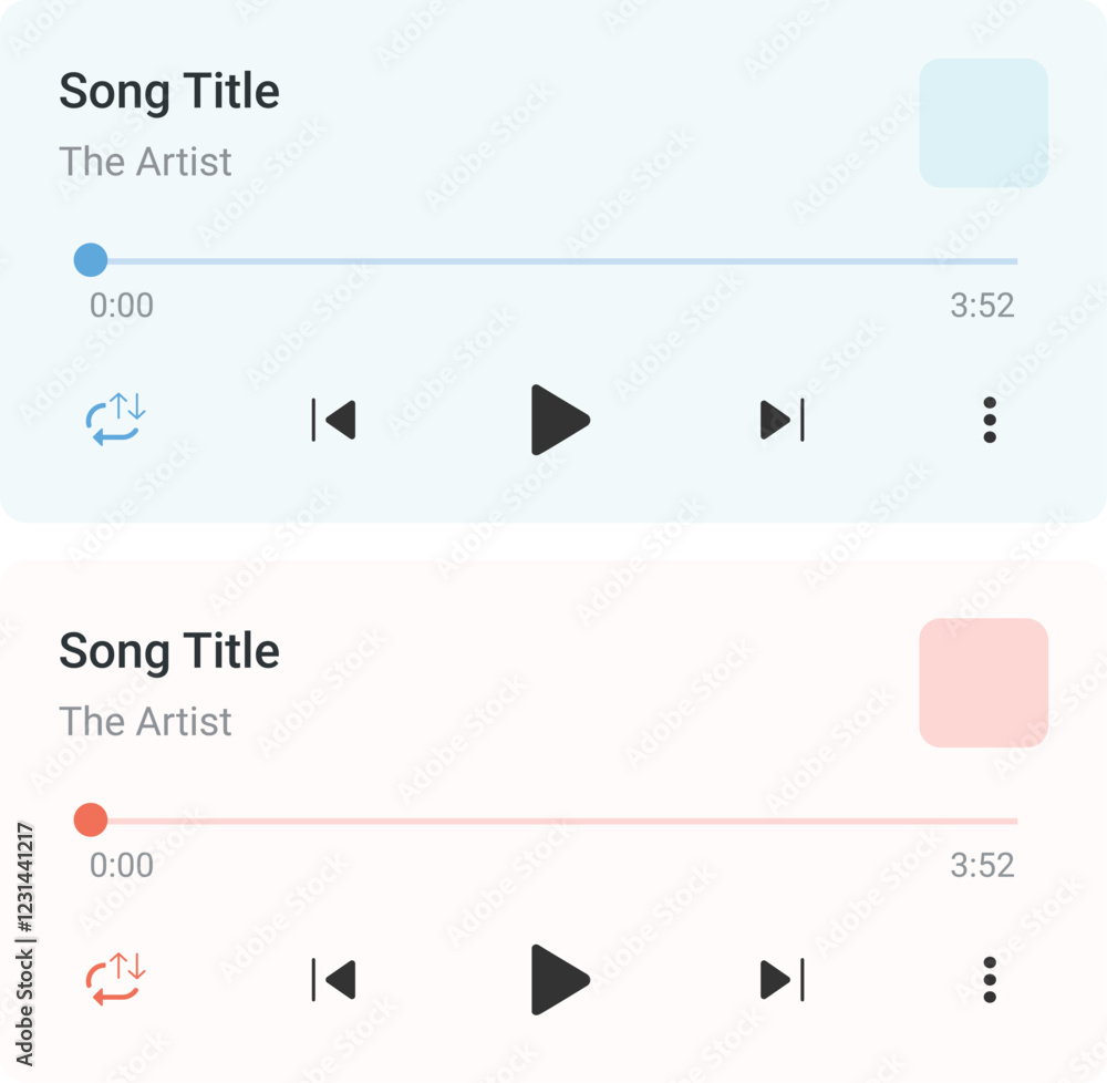 Poster media music player interface isolated on white background. multimedia frame template. mockup live st