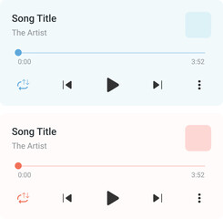Media music player interface isolated on white background. Multimedia frame template. Mockup live stream window, player. Online broadcasting. Multimedia navigation and music application.