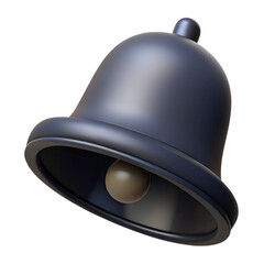 Black notification bell. 3d rendering isolated on white background. Cartoon plastic style icon