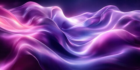 Obraz premium Abstract Flowing Waves in Purple and Silver with Soft Backlighting