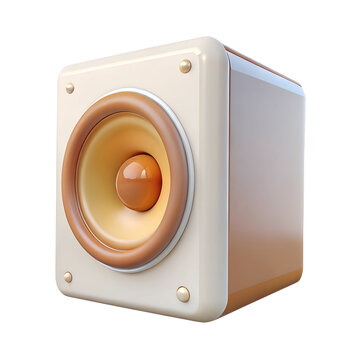 Audio Studio Acoustic Speaker. 3d rendering isolated on white background. Cartoon plastic style icon